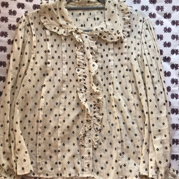 Doen Dilly Blouse Cream & Black Dot Print - Picture 2 of 5